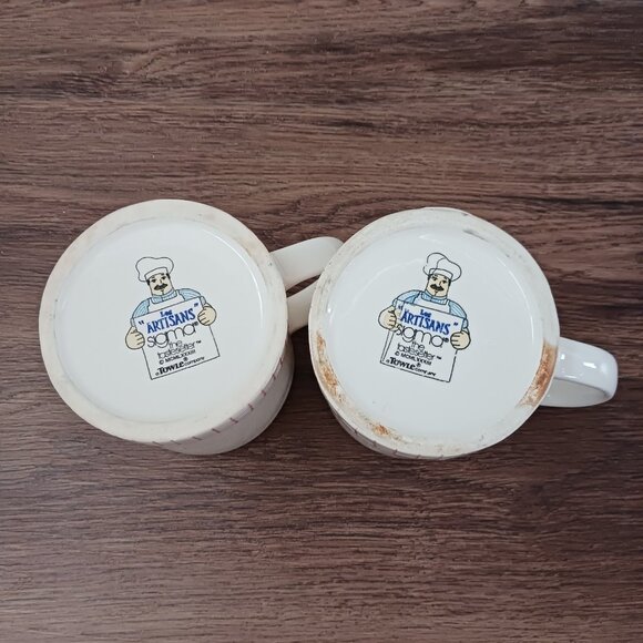 2 Coffee Mugs Sigma Les Artisans Tastesetter Towle Turban Figural Eggs Donut - Picture 4 of 5